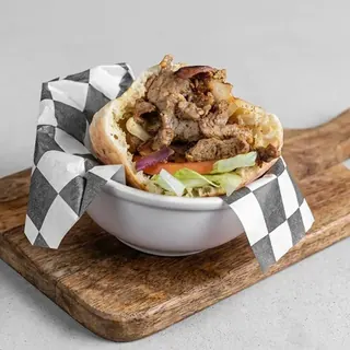 Beef shawarma sandwich in a wrap