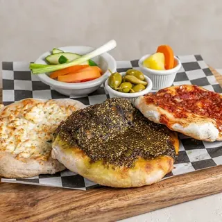 Kendall Morning breakfast: mix manouche with veggies, pickles and olives