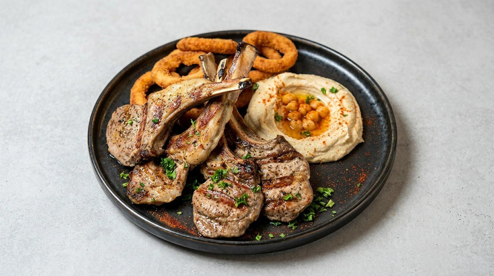 Grilled lamb ribs with hummus at Zaytona Grill