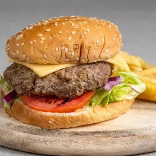 Miami double patty burger with fries