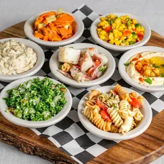 Side salads: tabbouleh, corn, potato and carrot