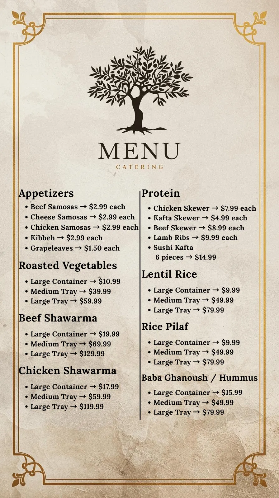 Zaytona Grill Mediterranean catering platters Miami