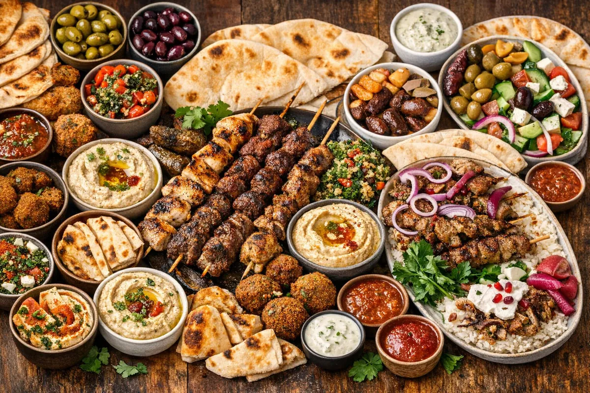 Mediterranean catering spread by Zaytona Grill for a Miami event
